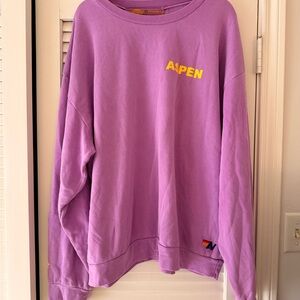 Aviator Nation Lavender Palm Tree Festival Crew Neck Sweater